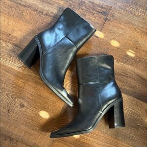 Steven Madden Leather Women's Black Block Heel Ankle Boots